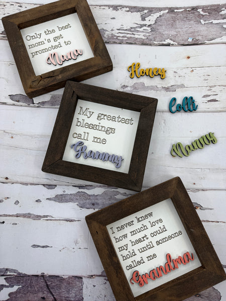 Custom Grandma Signs- $15 each- All Grandma names can be cut for a custom sign