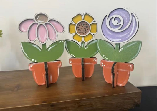 Set of 3 flowers shelf sitter or tier tray add on
